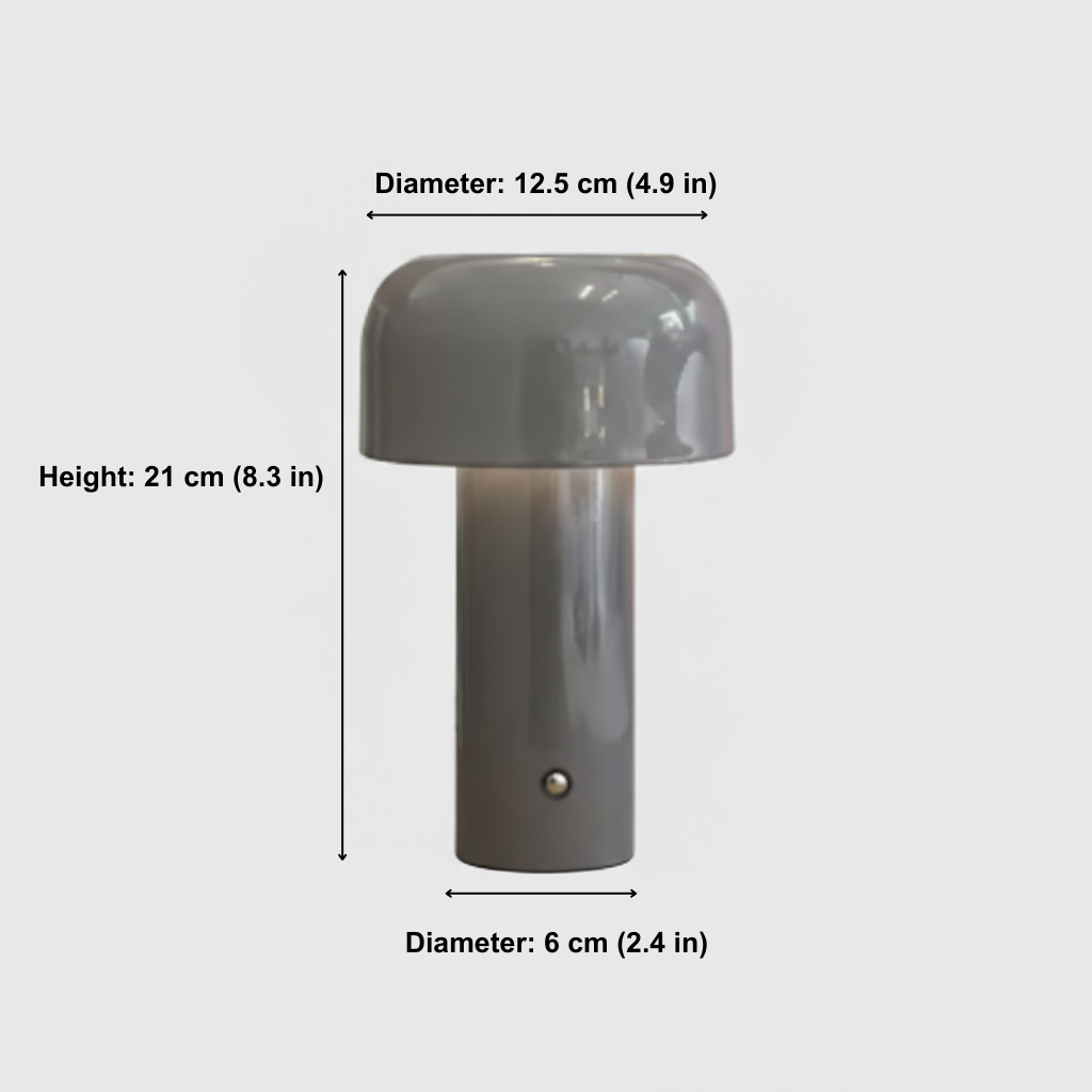 dark grey lamp with measurements