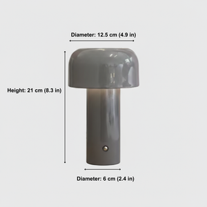 dark grey lamp with measurements