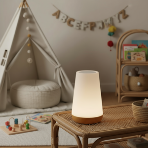 Futuristic robot with a humanoid design, standing on a city street at night.