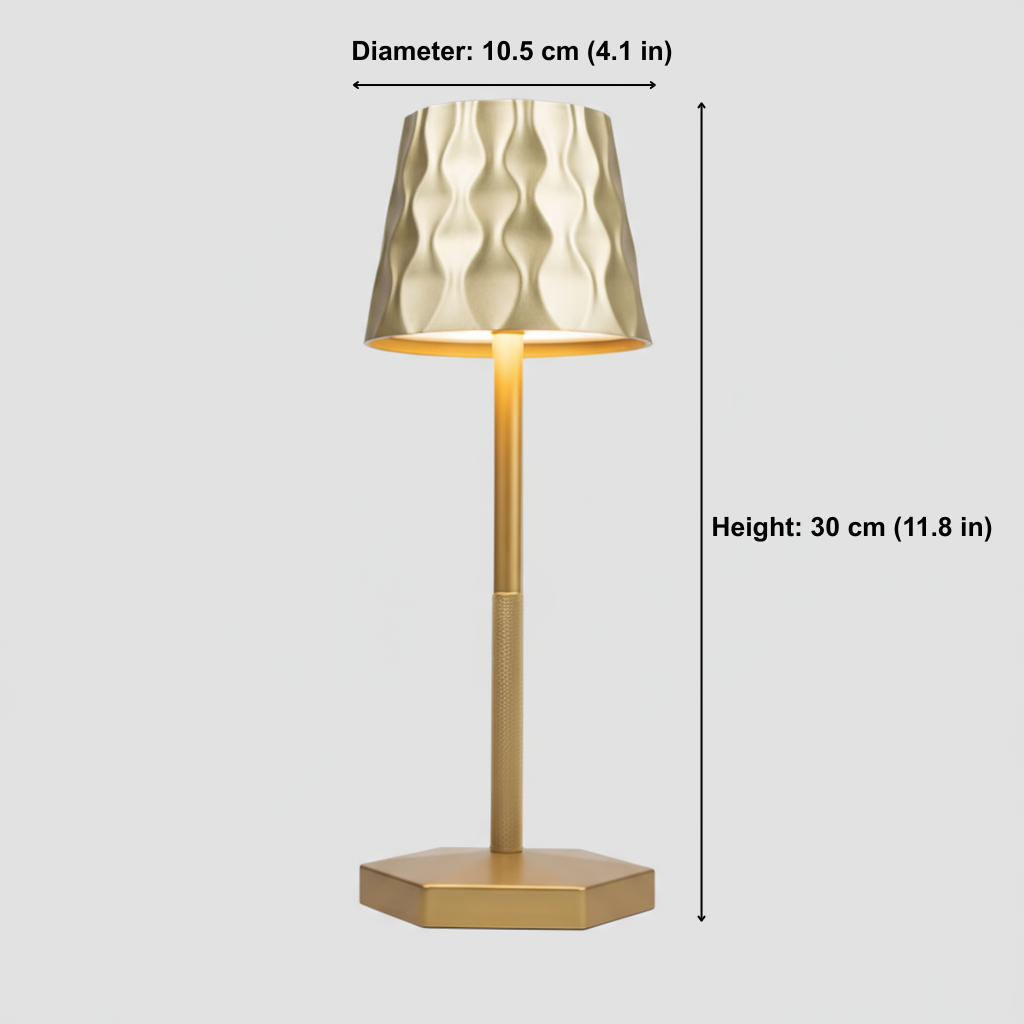 Golden lamp with measurements