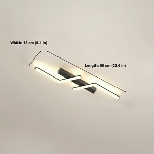 Ceiling light fixture with measurements on a plain background