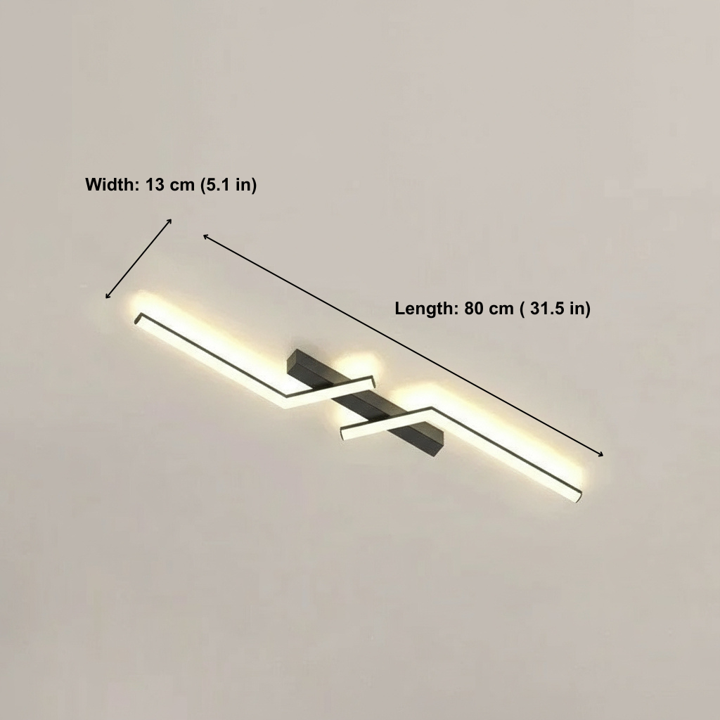 Modern ceiling light fixture with dimensions labeled on a plain background