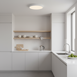 Modern kitchen with white cabinets, a sink, and a window.