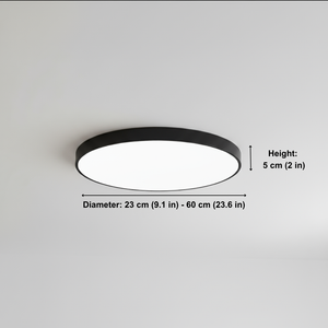 Ceiling light fixture with dimensions labeled on a gray background