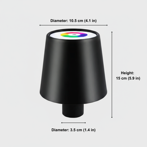 Black lampshade with measurements on a white background